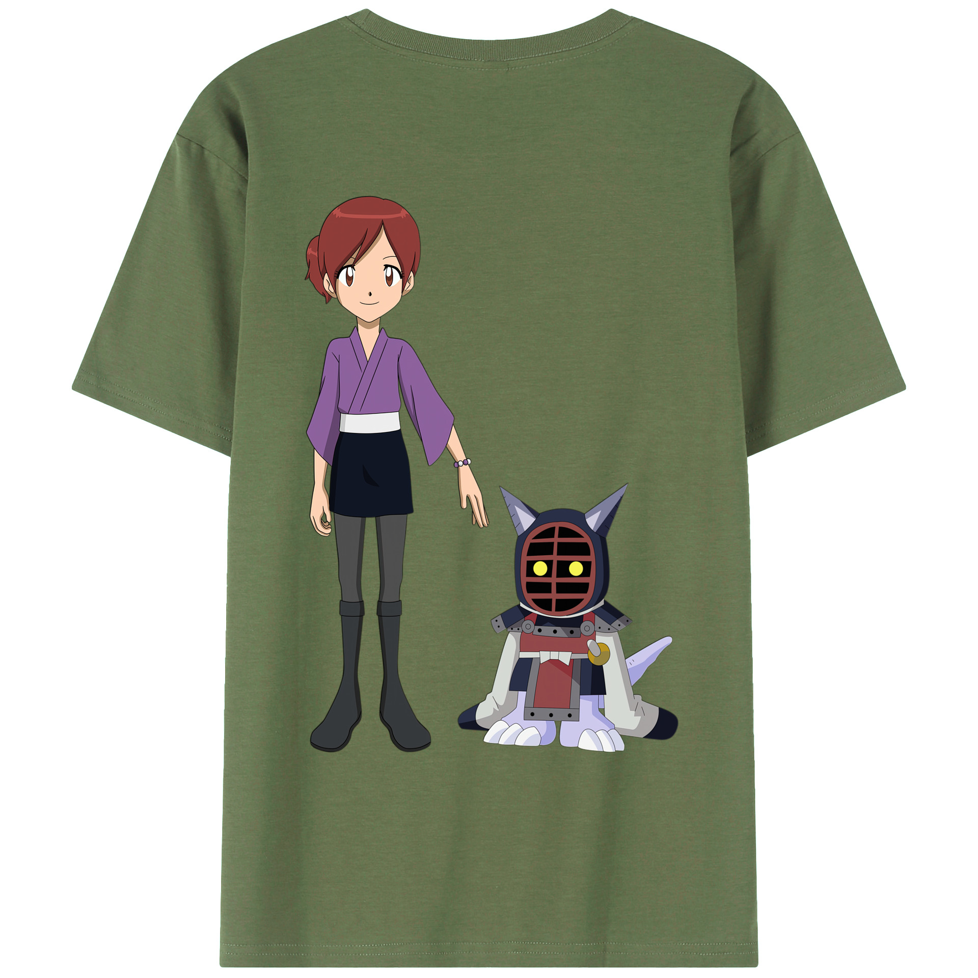 （画像用） Digimon デジタルモンスター/デジモン 綿100％ メンズ半袖Tシャツ（バックプリント） 通気性